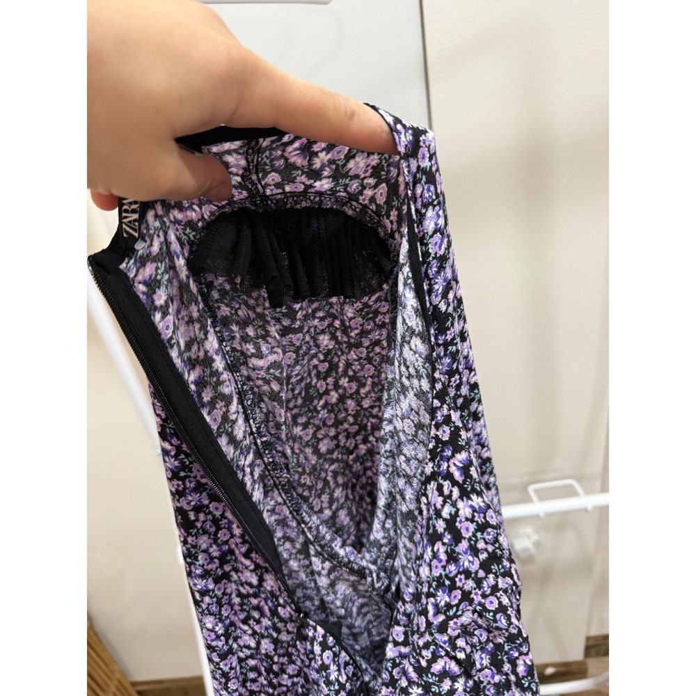Zara 80s Vintage inspired Vibe Purple Puff Shoulder Sleeve Large - Picture 4 of 4